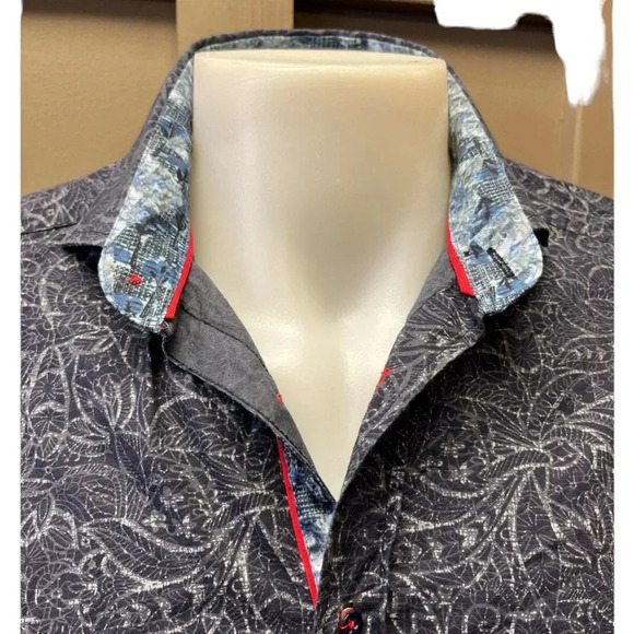 Daniel Hechter Blue Printed Long Sleeve Button Down Dress Shirts Size Large - Picture 4 of 10